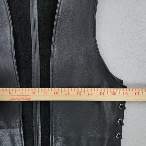 Mephisto Vest Womens Small Black Leather Lace Up Motorcycle Biker Open Front - Picture 3 of 11